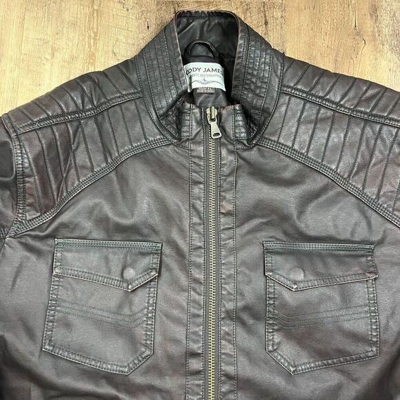 Cody James Leather Moto Distressed Brown Jacket Full Zip Western Men's XL Lined - Picture 2 of 11